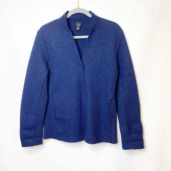Eileen Fisher Womens Blue Wool Long Sleeve V Neck Cardigan Sweater Size PS - Picture 1 of 7